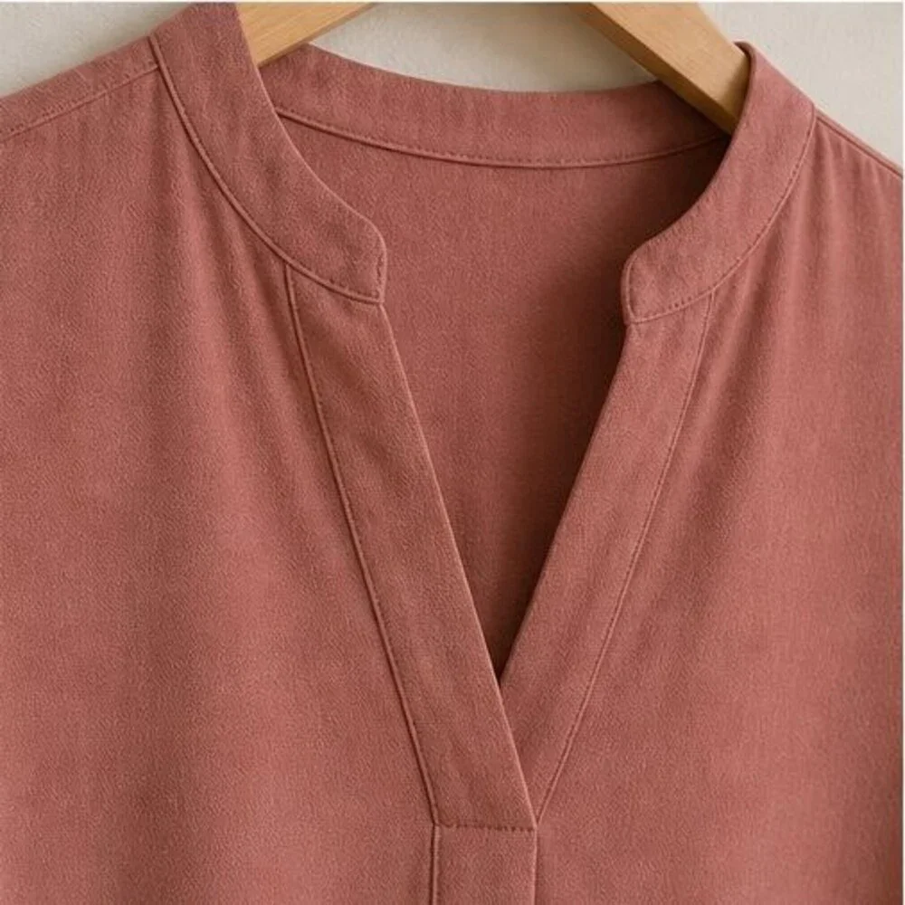 Camel Tie Neck Blouse